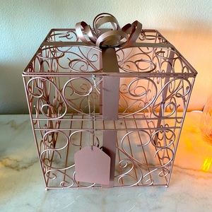 Rose gold metal glitter accent card holder